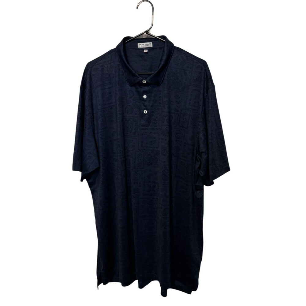 Peter Millar Polo Shirt Mens 2XL Blue Navy Delos Paisley Performance Jersey Golf